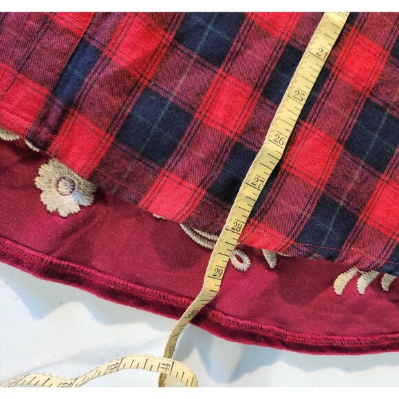 Women’s Red Plaid Button Down Embroidered Velvet Back Boho Western Shirt Sz M - Picture 9 of 9